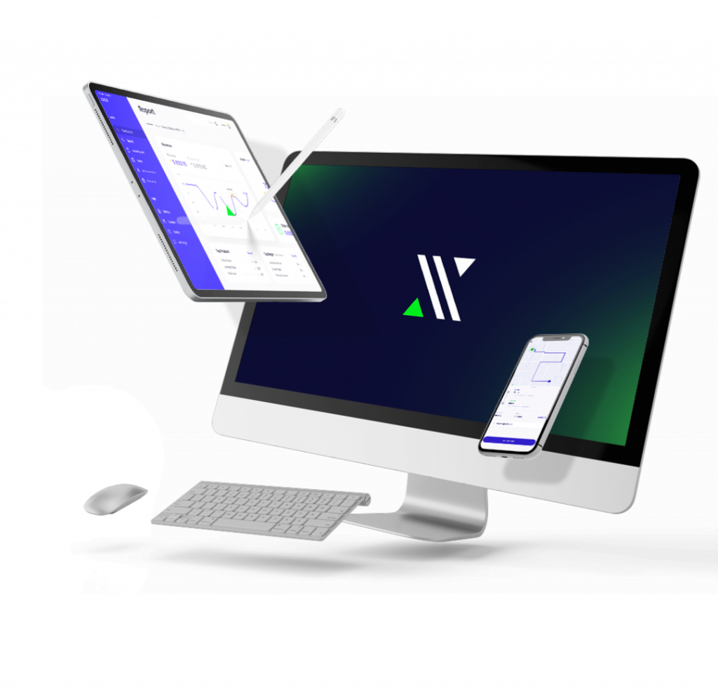 Imagem ilustrativa do sistema YMS YARDEX em mockups de desktop, mobile e tablete.